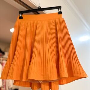 Vibrant Orange Pleated Mini Skort